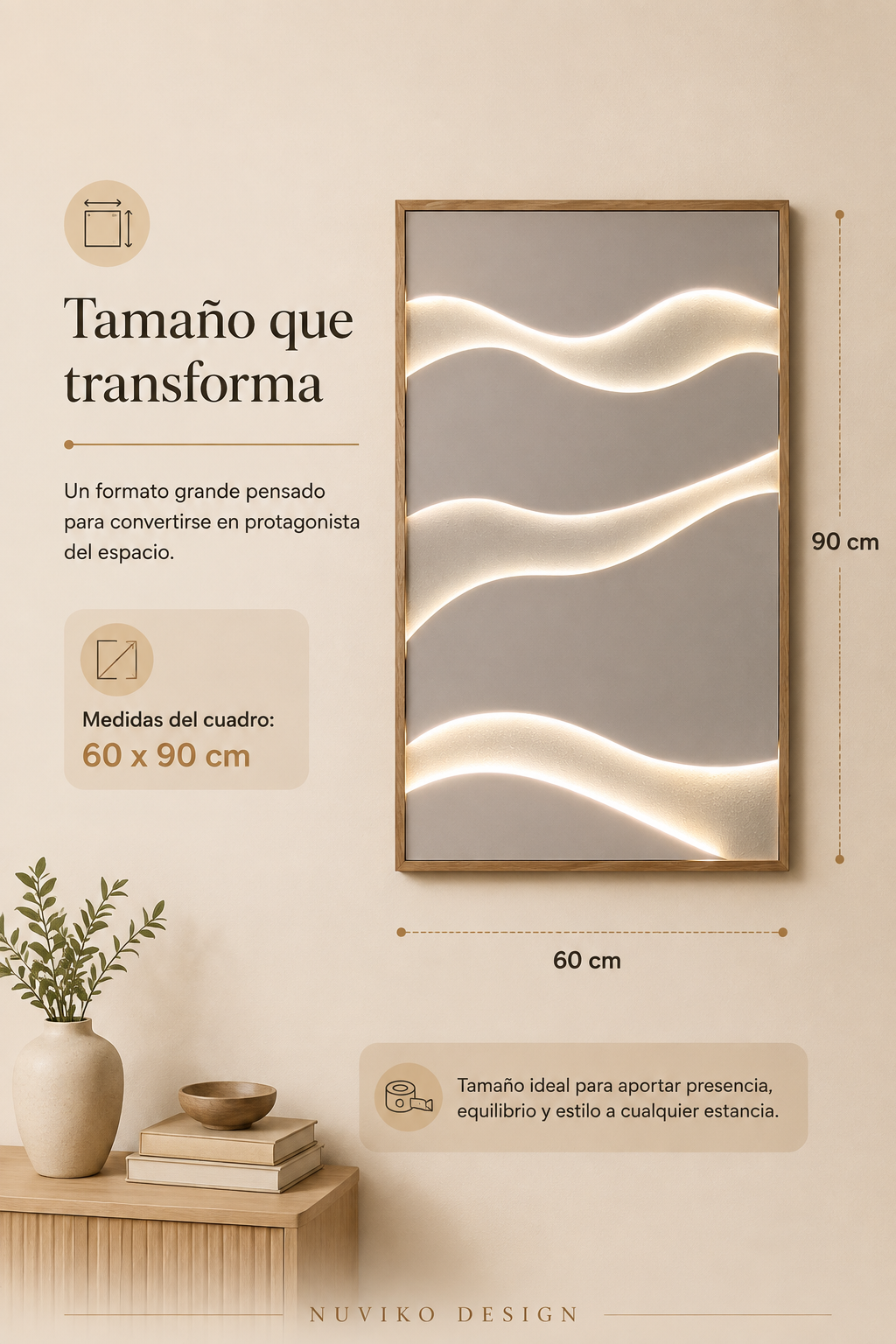 Nuviko lineart  / Cuadro LED minimalista de diseño 60X90 Cm - imagen 3